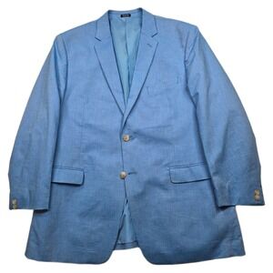 Saddlebred Cotton Sport Coat Men's 44S 44R Light Blue Chambray Western Blazer